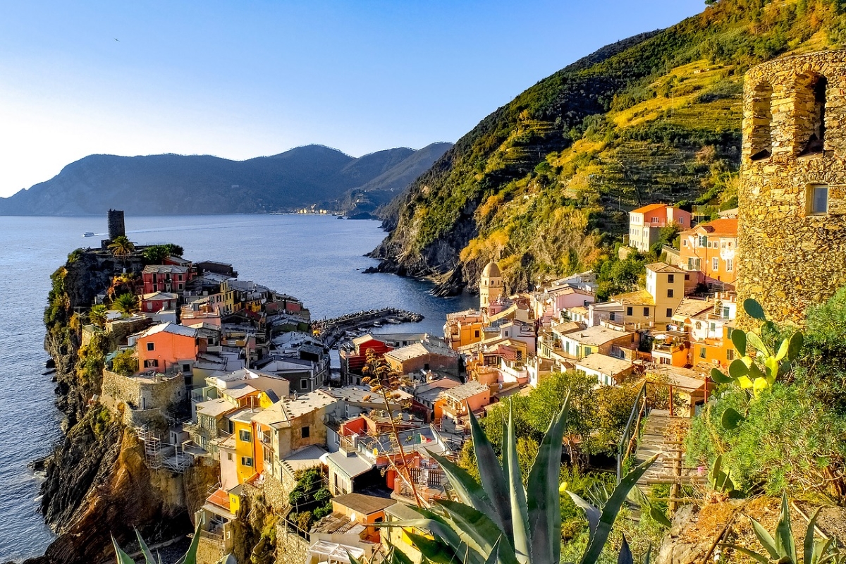 visiting cinque terre Panoramic view of one of the five villages in Cinque Terre, Italy